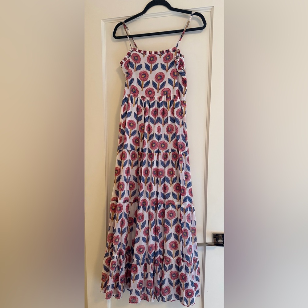 Oliphant Floral Tiered Maxi Dress - Pink Floral Print